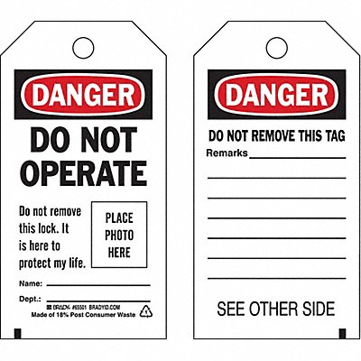 Danger Tag 5-3/4 x 3 In Met 3/8 In PK10