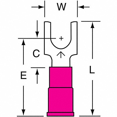 Fork Terminal Block #8 Stud Red PK100