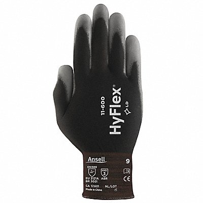 D1468 Coated Glvs Palm Finger Blk/Gry 6 PR