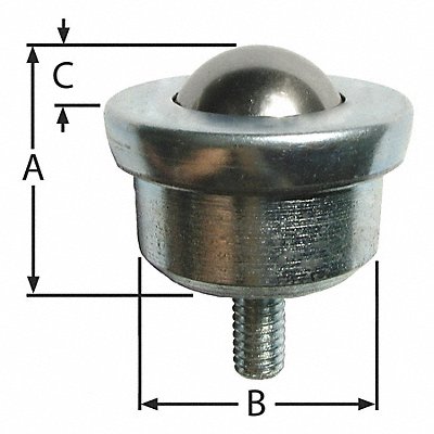 Ball Transfer Threaded Stud 1 Ball Dia.