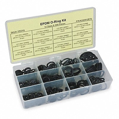 O Ring Assortment EPDM 200 Pcs 12 Sizes