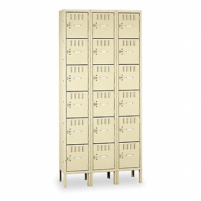 Box Locker Louvered 3 Wide 6 Tier Sand