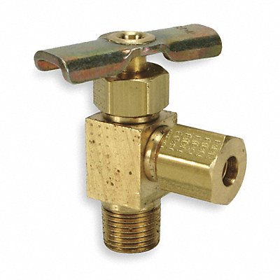 Needle Valve Angled Brass 1/8 x 3/16 In