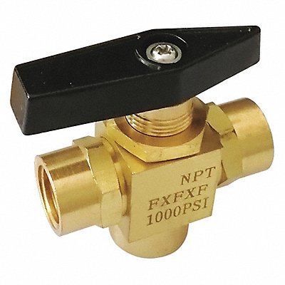 Brass Ball Valve 3-Way FNPT 1/4 