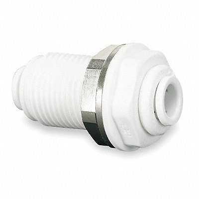 Bulkhead Union 1/4 In Tube OD White PK10