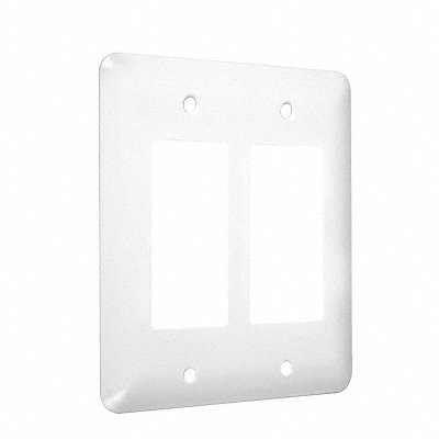 Maxi Wallplate 2-Gang 2-Decor Wt Smth