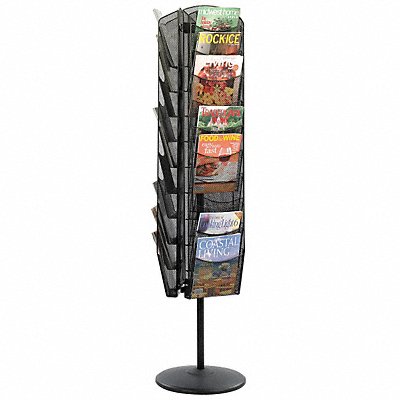 Rotating Magazine Stand 30-Pocket Black