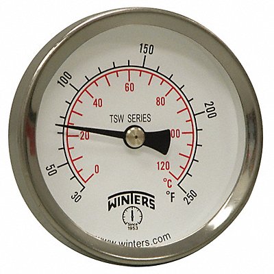 Thermometer 30 to 250 deg F 1/2 NPT