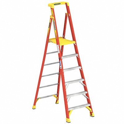 Podium Stepladder 6 ft Fiberglass 300 lb