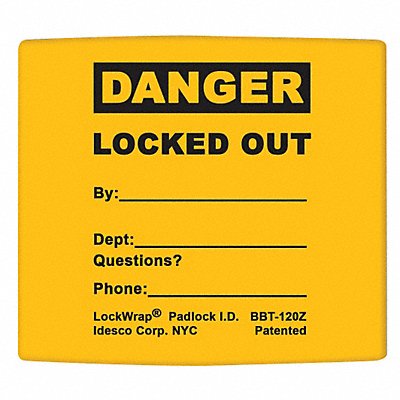 Padlock Label 2.125inx1.5in Olefin PK25