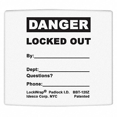 Padlock Label 2.125inx1.5in Olefin PK25