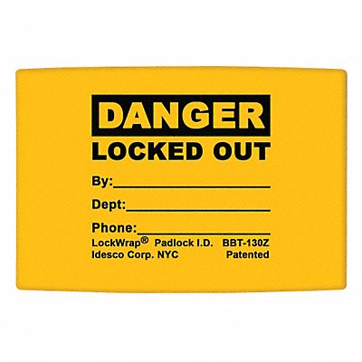 Padlock Label 1.625inx1.5in Olefin PK25