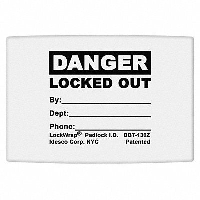 Padlock Label 1.625inx1.5in Olefin PK25