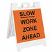 Barricade Sign Slow Work Zone Ahead