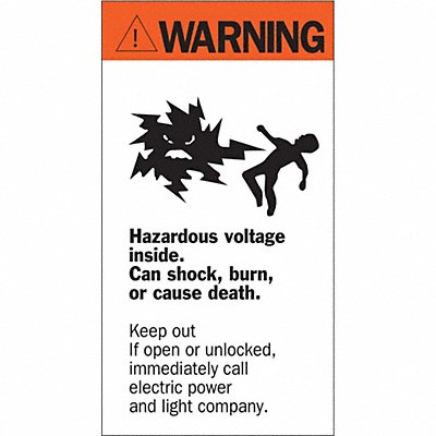 Hazardous Voltage Label 8 in x 4 1/2 in