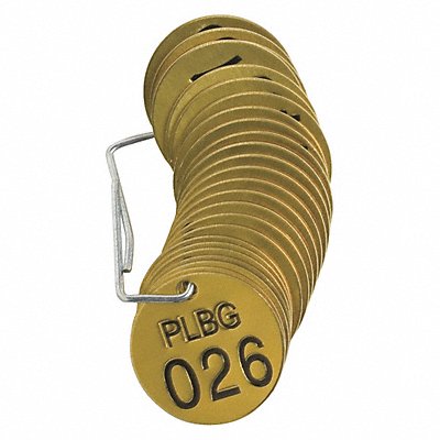 Numbered Tag Set Brass 1 1/2in W PK25