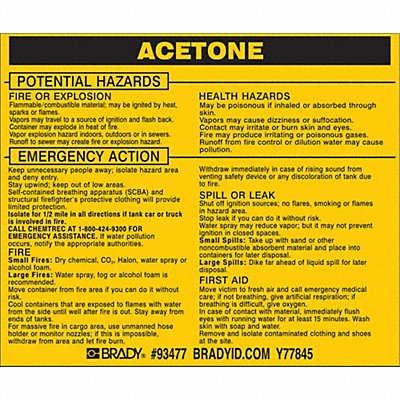 Chemical Label 3-3/4inHx4-1/2inW PK25