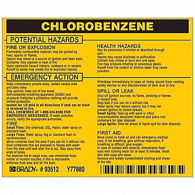 Chemical Label 3-3/4inHx4-1/2inW PK25