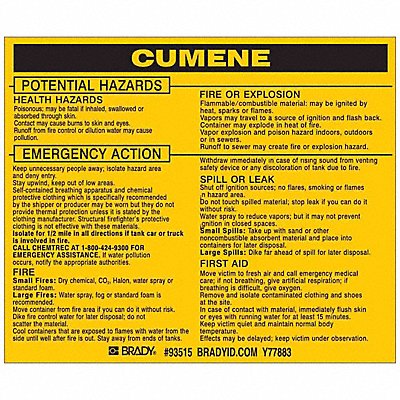 Chemical Label 3-3/4inHx4-1/2inW PK25