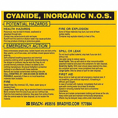 Chemical Label 3-3/4inHx4-1/2inW PK25