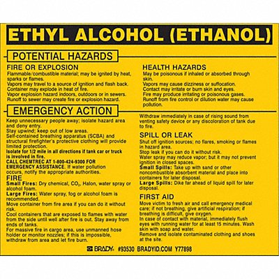 Chemical Label 3-3/4inHx4-1/2inW PK25