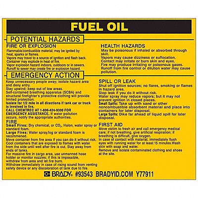 Chemical Label 3-3/4inHx4-1/2inW PK25