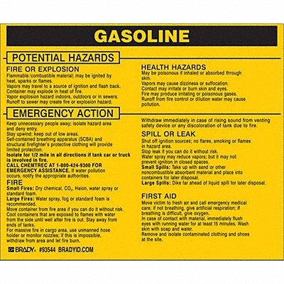 Chemical Label 3-3/4inHx4-1/2inW PK25