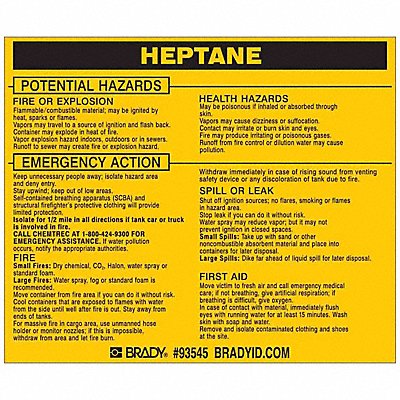 Chemical Label 3-3/4inHx4-1/2inW PK25