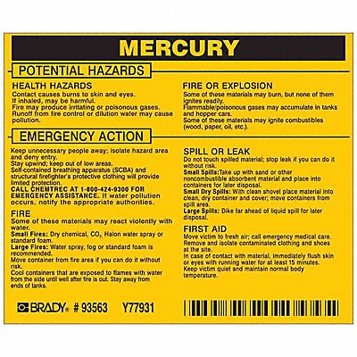 Chemical Label 3-3/4inHx4-1/2inW PK25