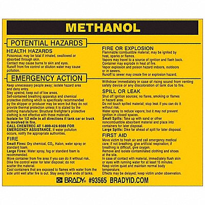 Chemical Label 3-3/4inHx4-1/2inW PK25