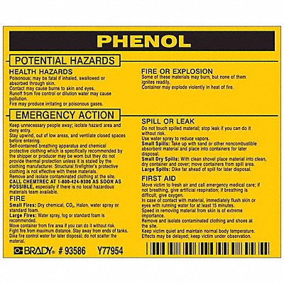 Chemical Label 3-3/4inHx4-1/2inW PK25