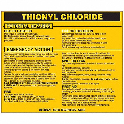 Chemical Label 3-3/4inHx4-1/2inW PK25