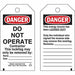 Danger Tag 5-3/4inHx3inW Cardstock PK25