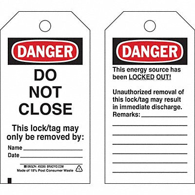 Danger Tag 5-1/2inHx3inW Poly Brass PK25