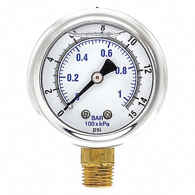 Pressure Gauge 1/4 in NPT 2 in