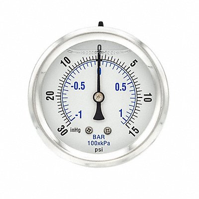 Compound Gauge 1/4 NPT 30 HgVac to 15psi