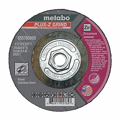 Grinding Wheel T27 ZA24T 4.5X1/4X5/8 -11