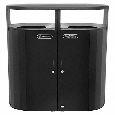 Trash Can Oval Black 66 gal