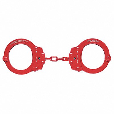 Handcuffs Chain Link Red Steel 10 oz