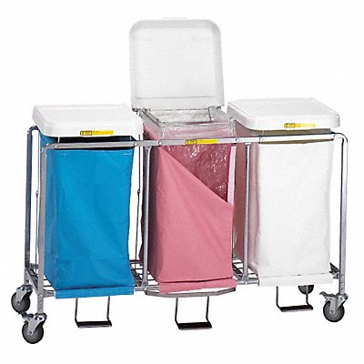 Laundry Hamper Cart 3 Comp Wht 10.5cu ft