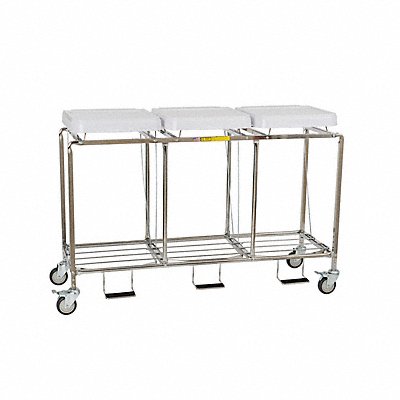 Laundry Hamper Cart 3 Comp Gry 10.5cu ft