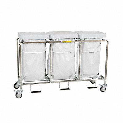 Laundry Hamper Cart 3 Comp Wht 10.5cu ft