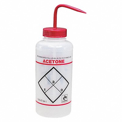 Wash Bottle Std 32 oz Acetone Red PK6