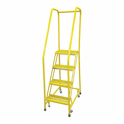 Rolling Ladder Steel 70In. H. Yellow