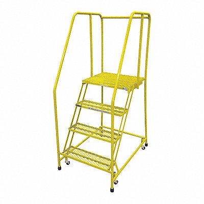 Rolling Ladder Steel 70In. H. Yellow