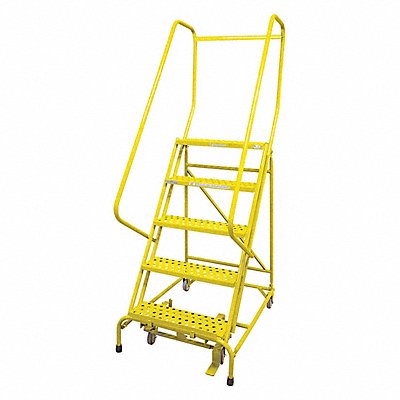 Rolling Ladder Steel 80In. H. Yellow