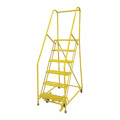 Rolling Ladder Steel 90In. H. Yellow