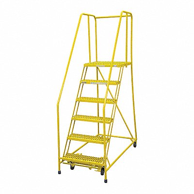 Rolling Ladder Steel 90In. H. Yellow