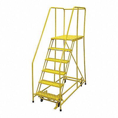 Rolling Ladder Steel 90In. H. Yellow