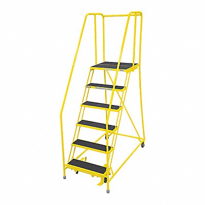 Rolling Ladder Steel 90In. H. Yellow